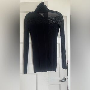 Elegant Black Lace Long Sleeve Top